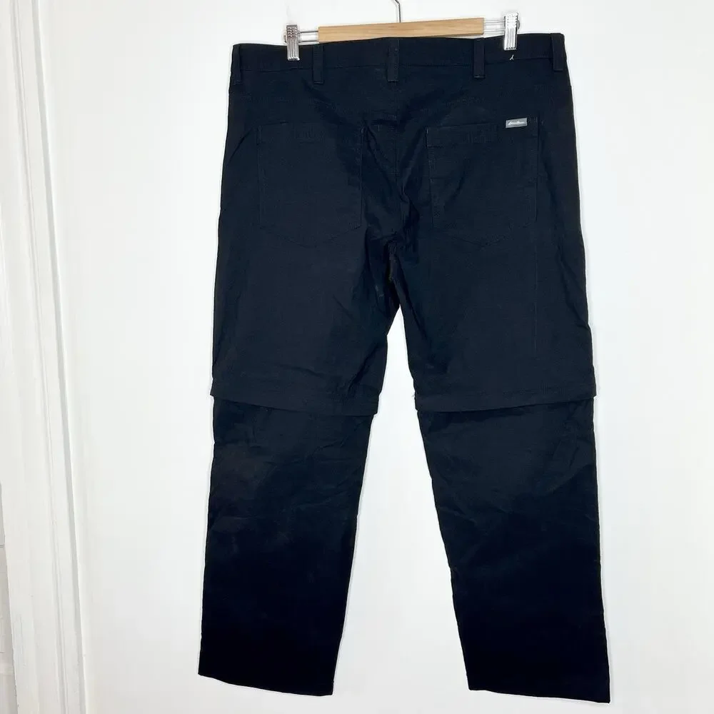 Eddie Bauer Hiking Pants Black Mens Size 40x30 Outdoor Convertible Tech